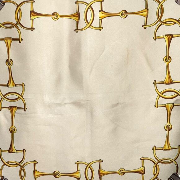 CELINE Paris 100% Silk Scarf Equestrian Motif Vintage Red Gold - Picture 10 of 16